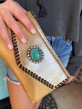 Brand new, Revamped, HOBO wristlet, with a real sterling silver turquiose & fresh water pearl pin.
